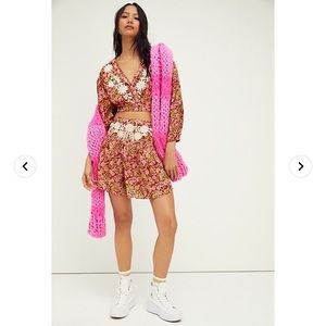 Free People NWT Nyomi Embroidered Floral Mini Skirt Set Size Medium